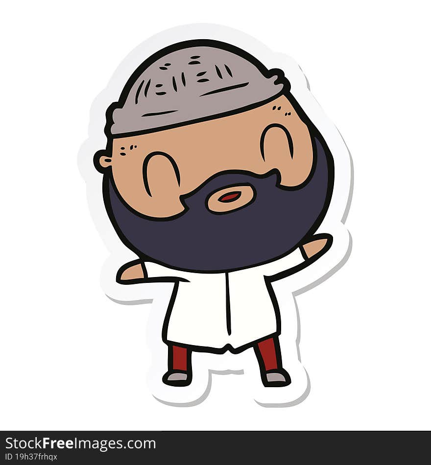 sticker of a cartoon bearded man