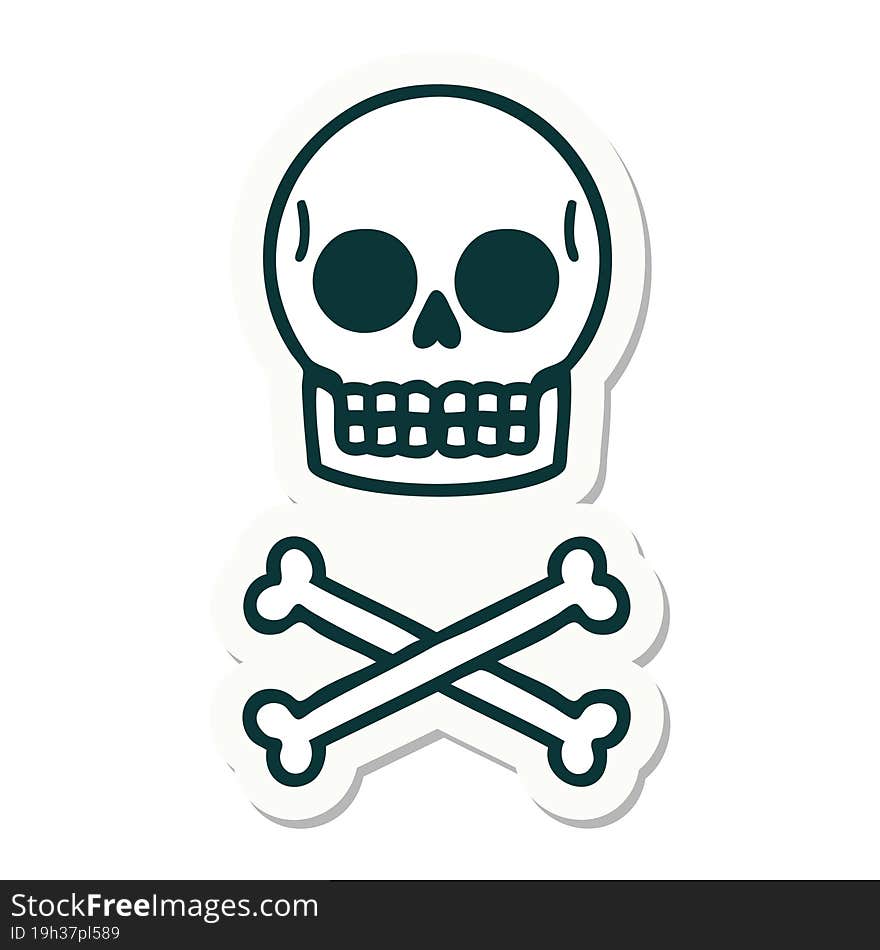 tattoo style sticker of a skull and bones