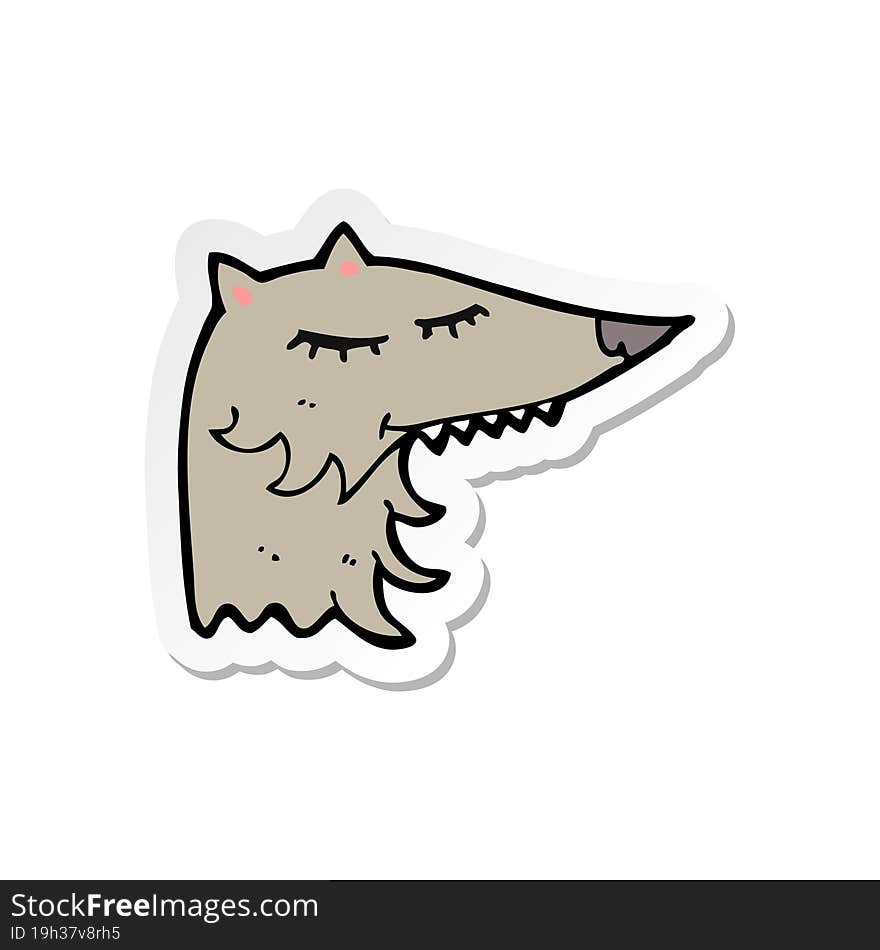 sticker of a cartoon wolf