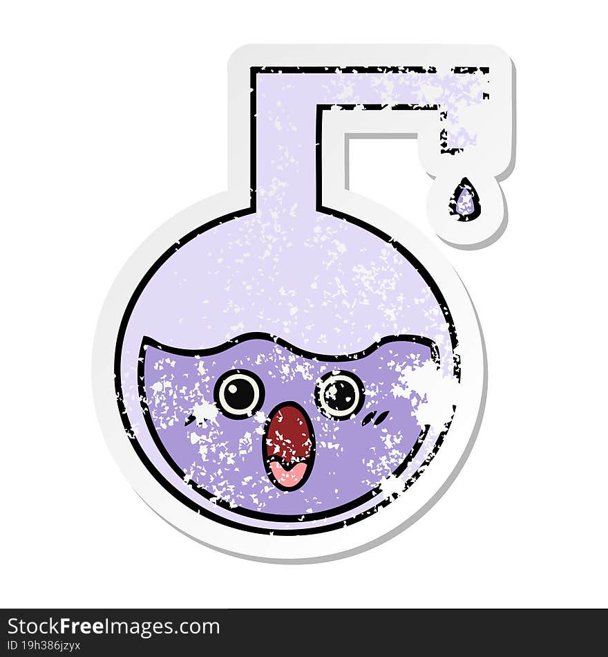 Distressed Sticker Of A Cute Cartoon Science Experiment