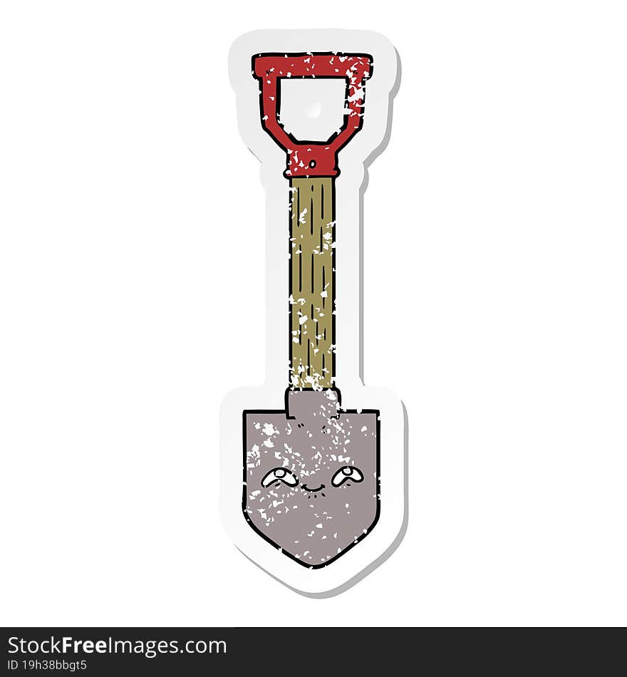 distressed sticker of a cartoon shovel