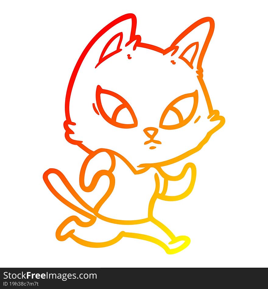 warm gradient line drawing confused cartoon cat