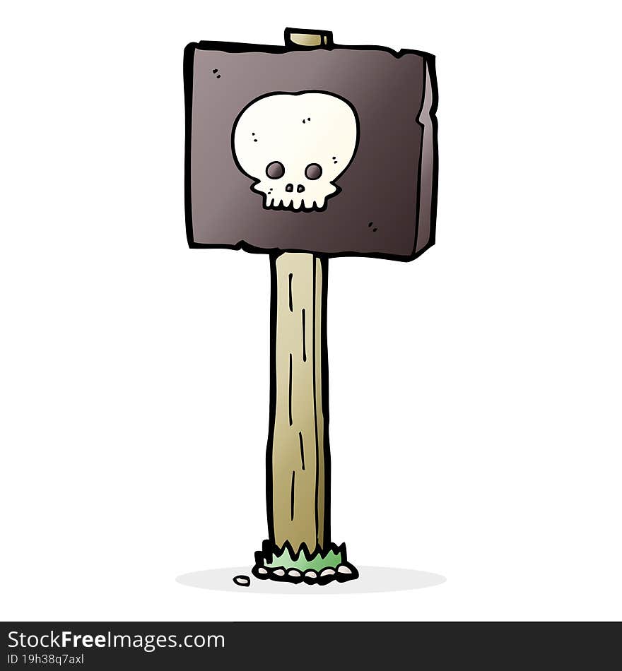 cartoon spooky skull signpost