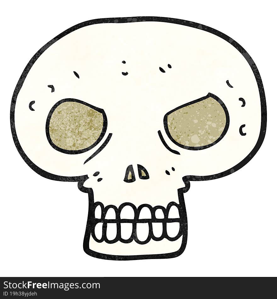 freehand textured cartoon skull