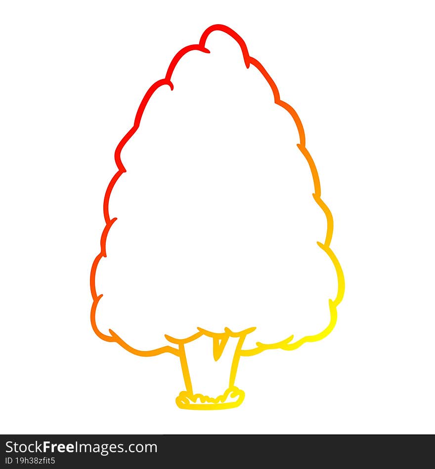 warm gradient line drawing tall tree