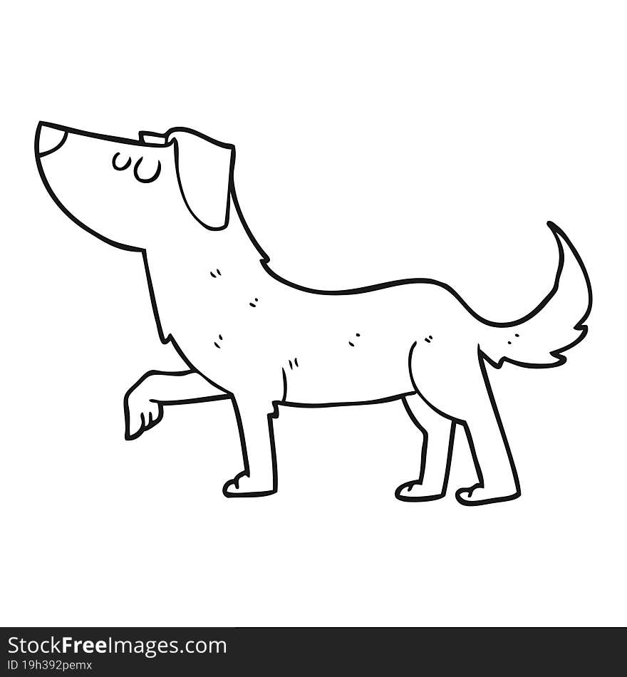 black and white cartoon dog