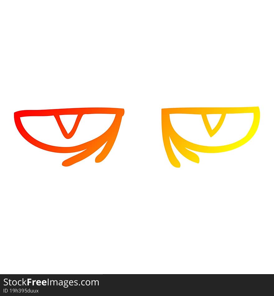 warm gradient line drawing of a cartoon evil eyes