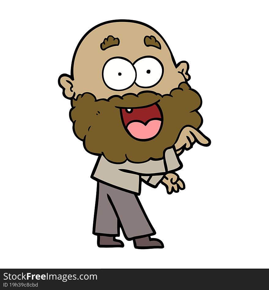 cartoon crazy happy man with beard. cartoon crazy happy man with beard