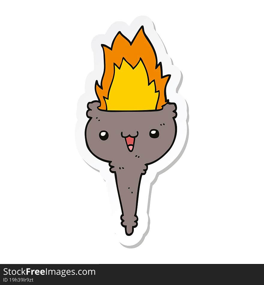 sticker of a cartoon flaming chalice