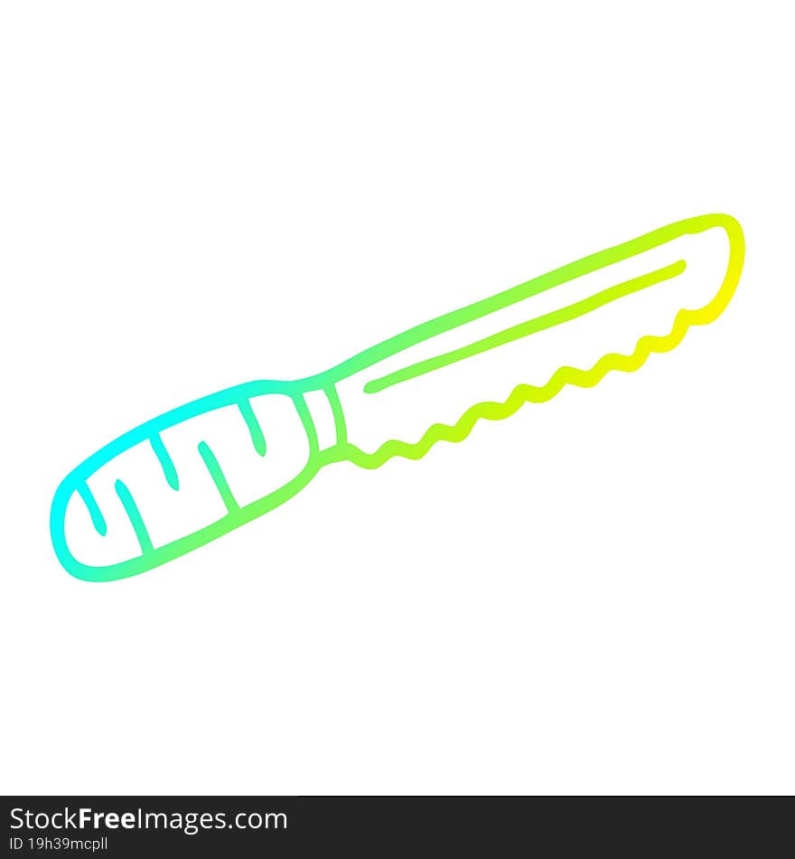 cold gradient line drawing of a cartoon bread knife