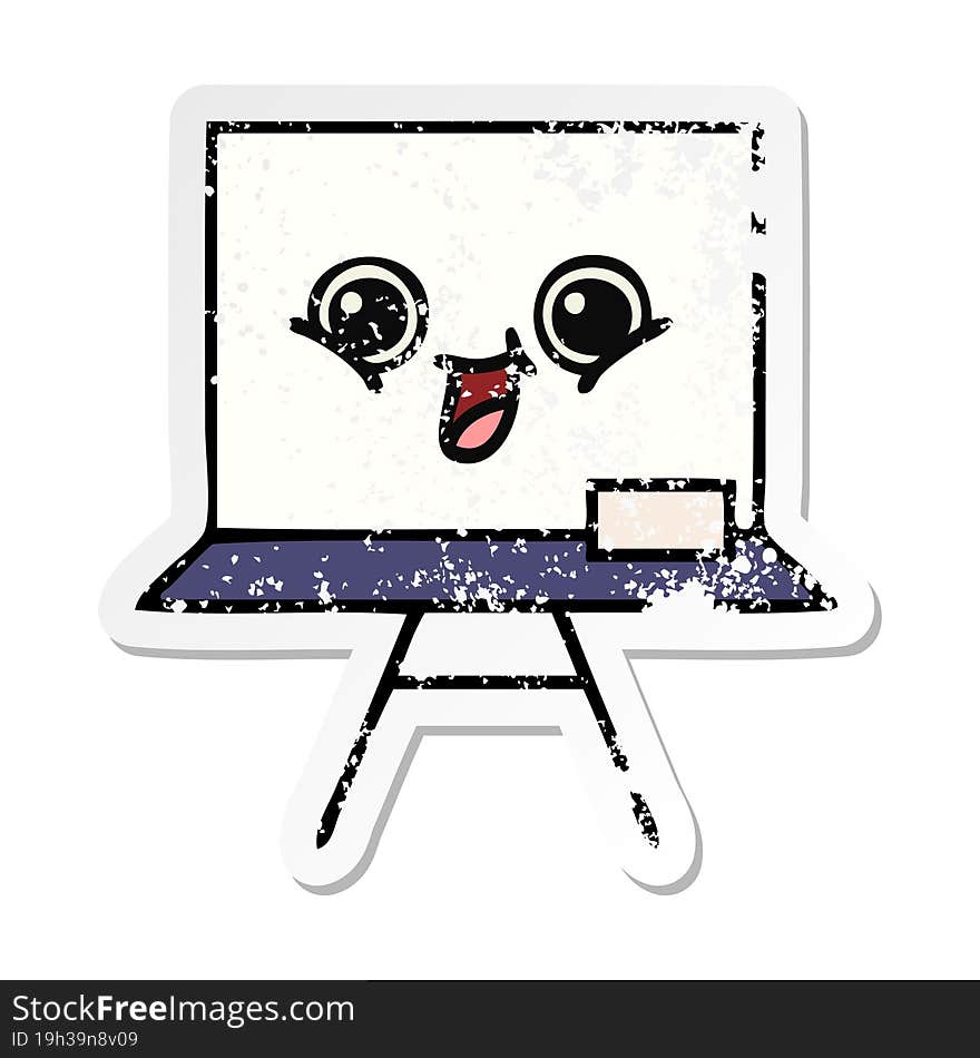 distressed sticker of a cute cartoon white board