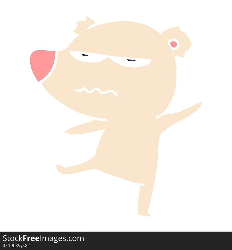 annoyed bear flat color style cartoon pointing