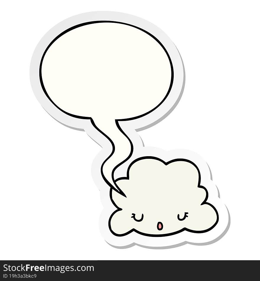 cute cartoon cloud and speech bubble sticker