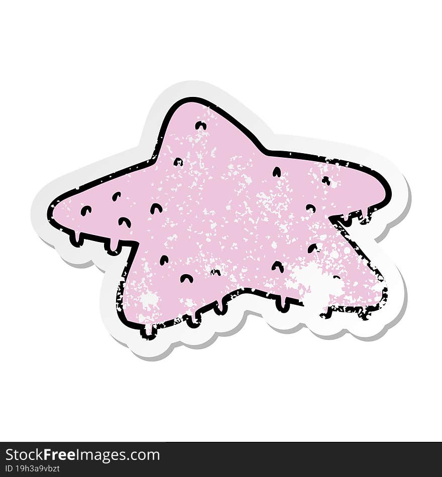 hand drawn distressed sticker cartoon doodle of a star fish