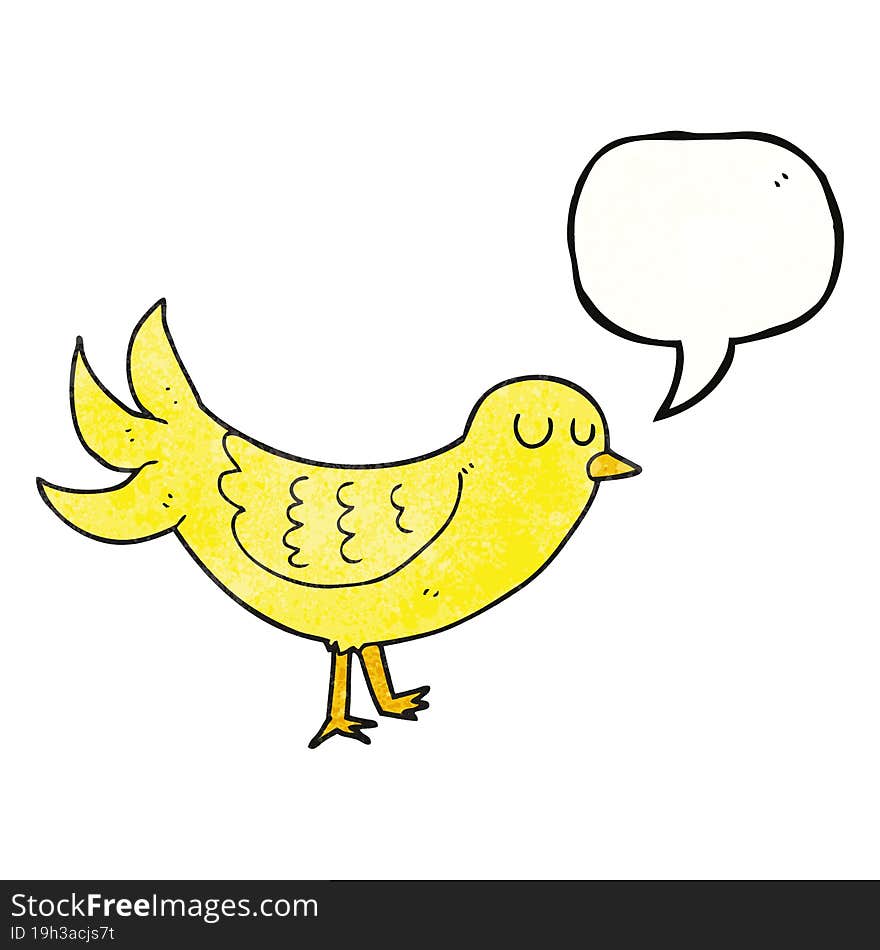 freehand speech bubble textured cartoon bird