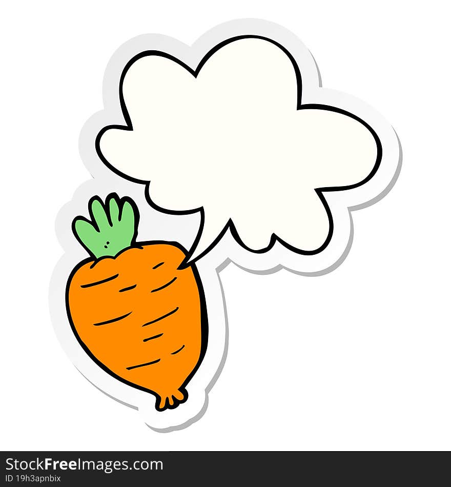 Cartoon Root Vegetable And Speech Bubble Sticker