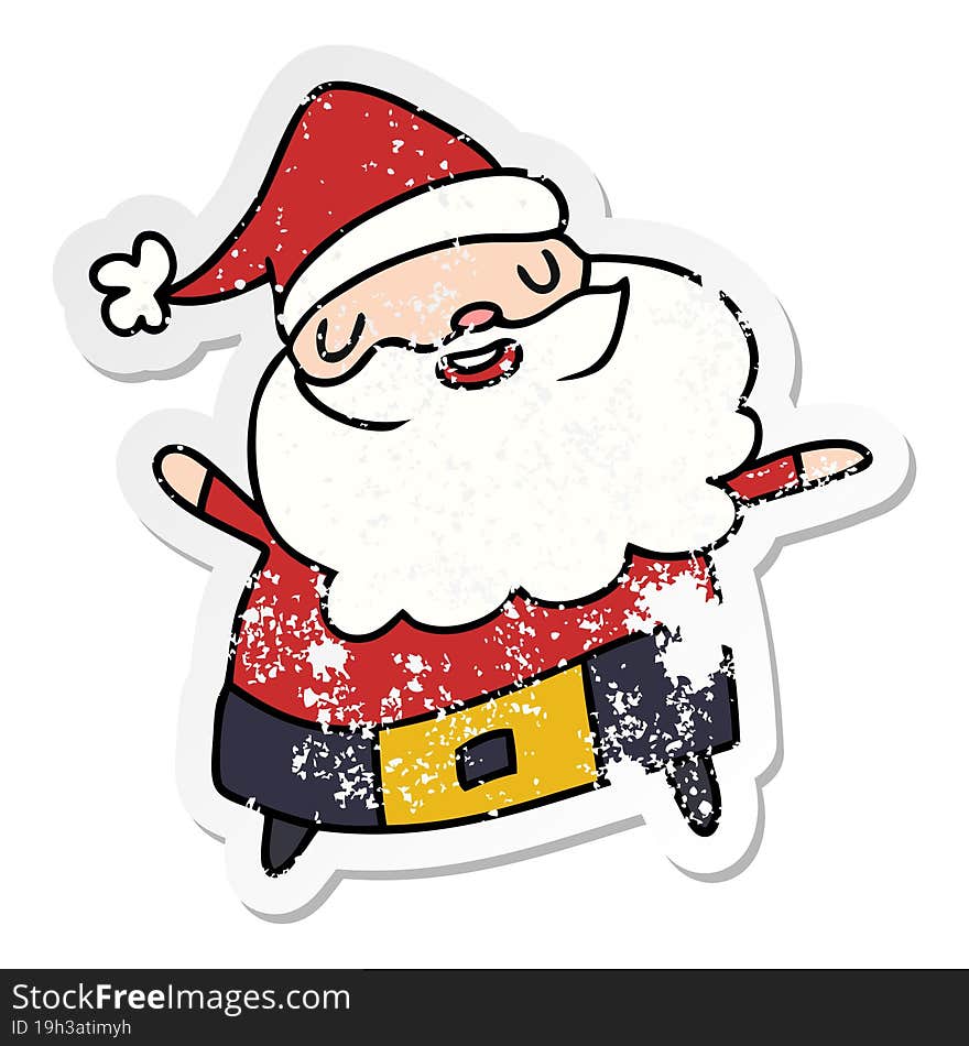 Distressed Sticker Cartoon Kawaii Of Santa Claus