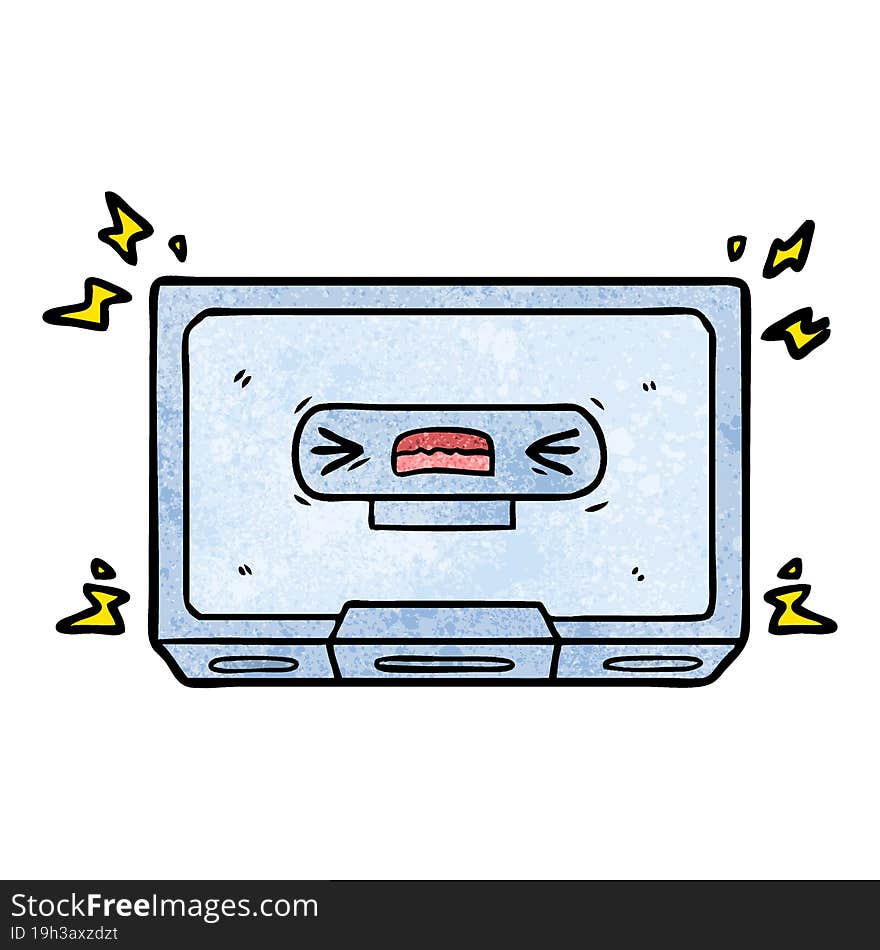 cartoon angry old cassette tape. cartoon angry old cassette tape