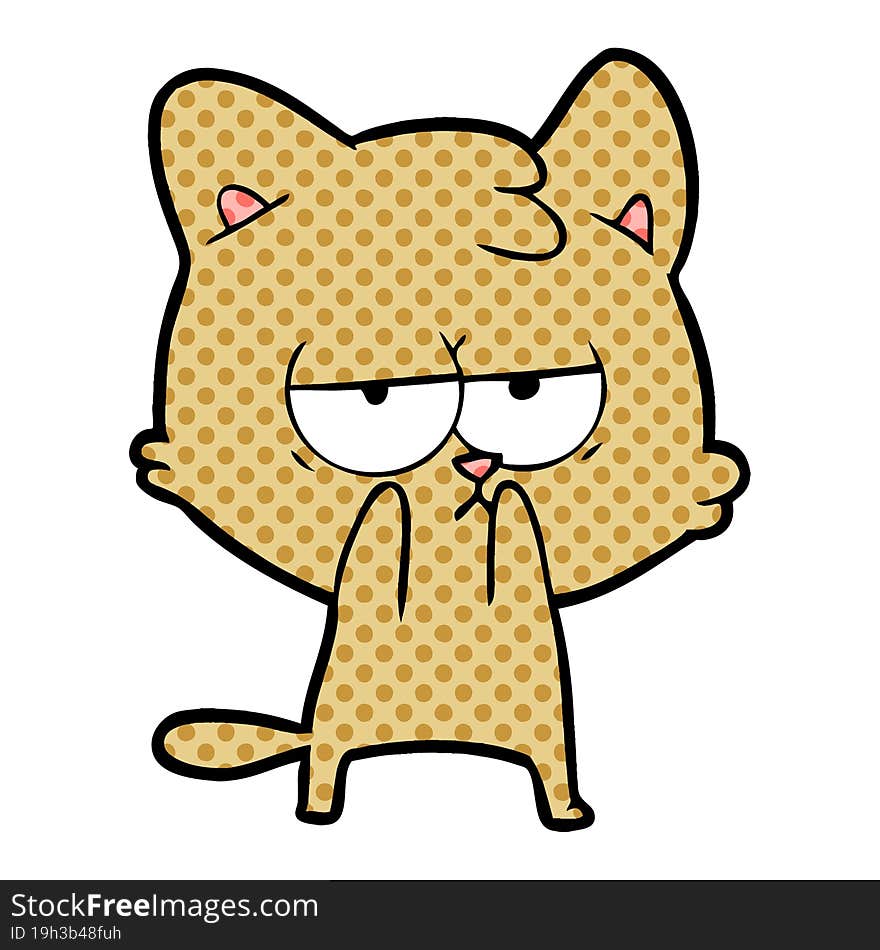 bored cartoon cat. bored cartoon cat