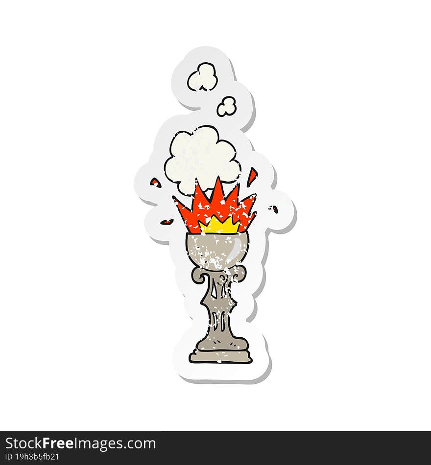 retro distressed sticker of a cartoon magic goblet