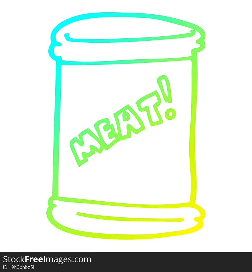 cold gradient line drawing cartoon can of meat