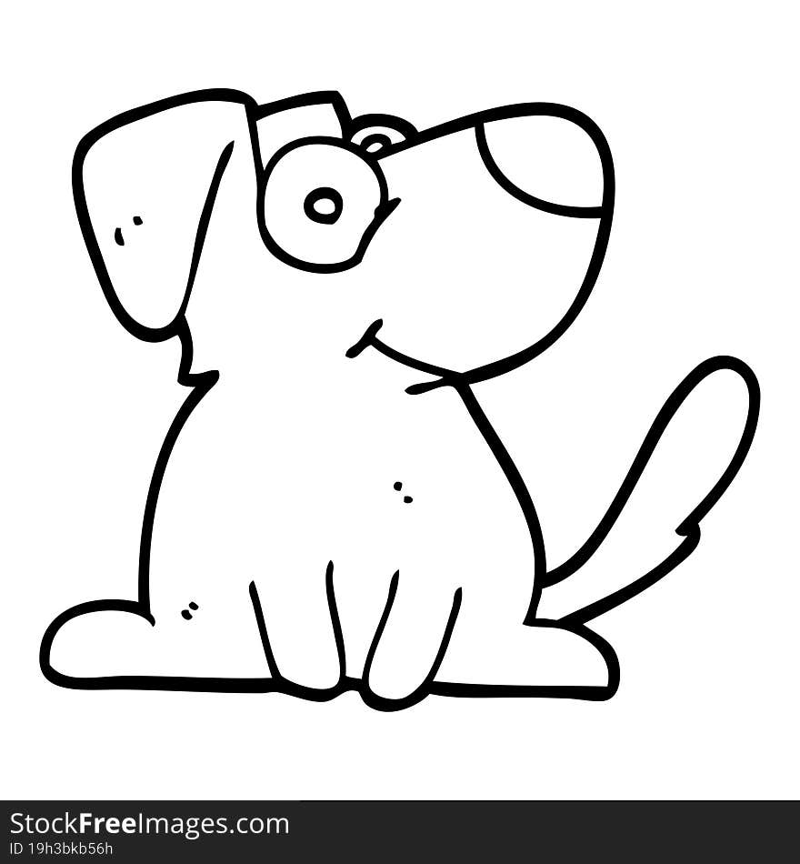 Black And White Cartoon Happy Dog