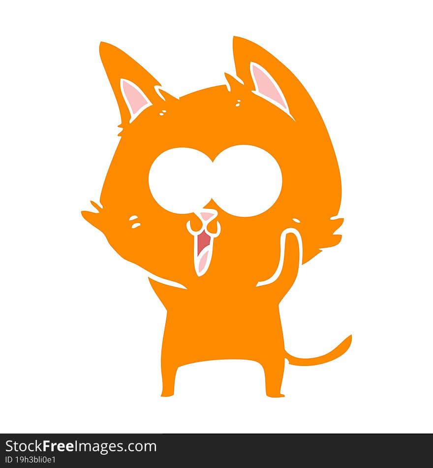 Funny Flat Color Style Cartoon Cat