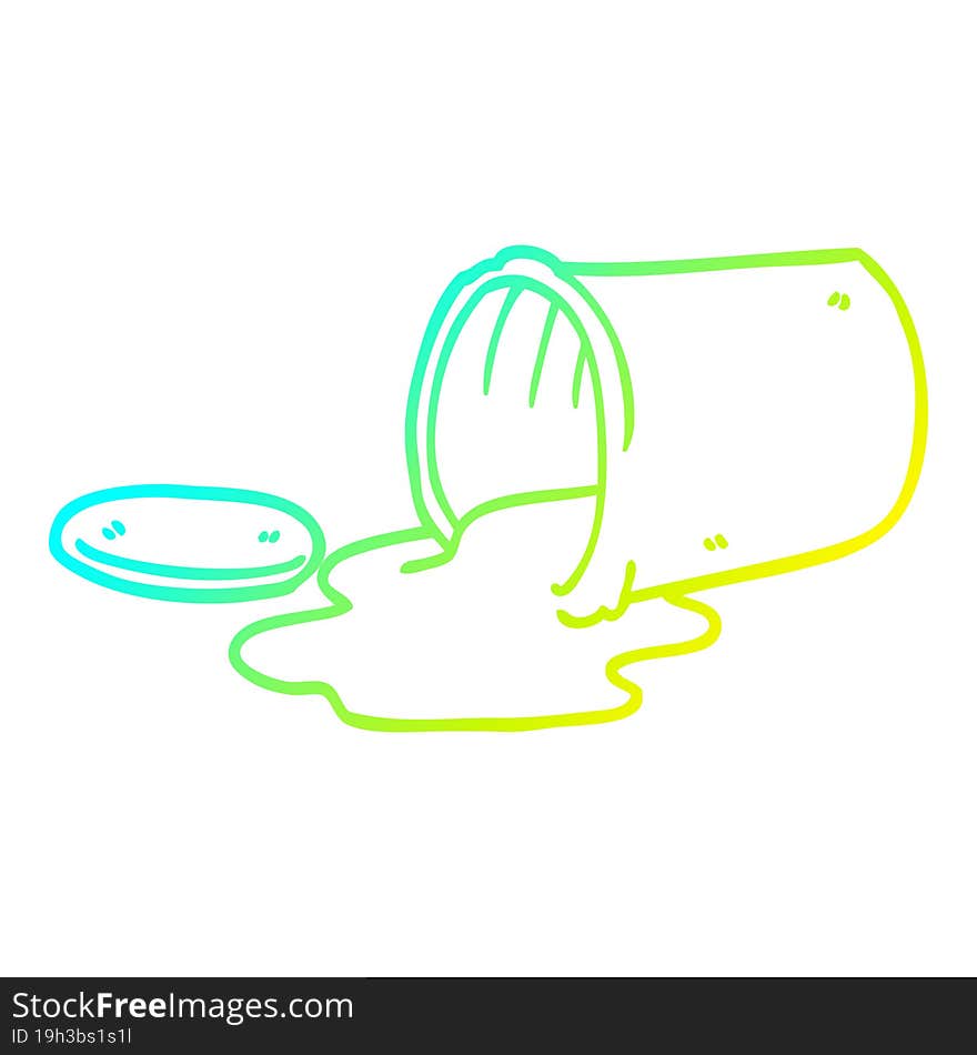 cold gradient line drawing cartoon of spilt food