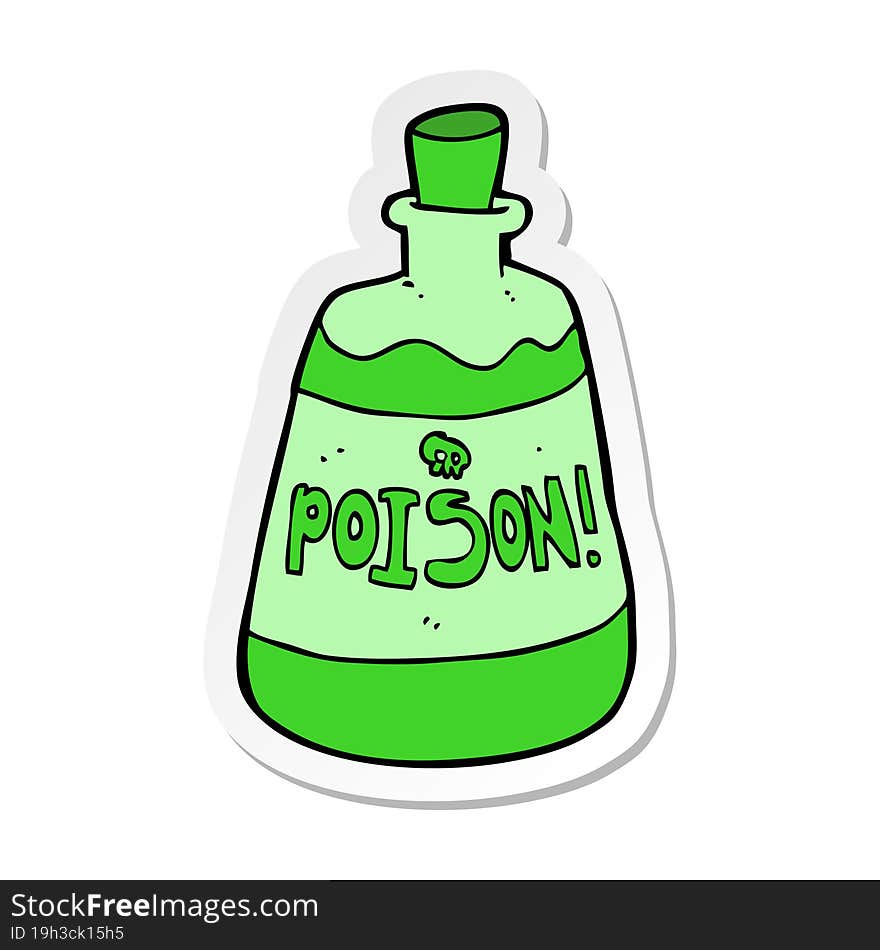 sticker of a cartoon bottle of poison