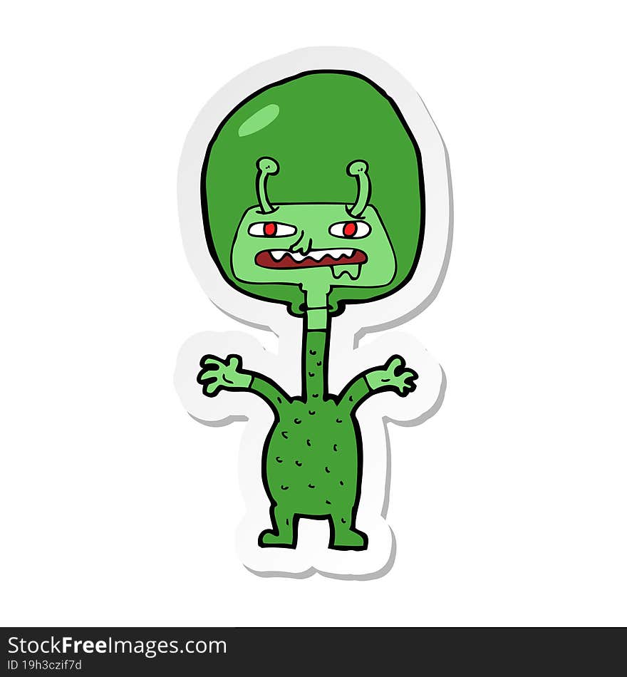 sticker of a cartoon space alien