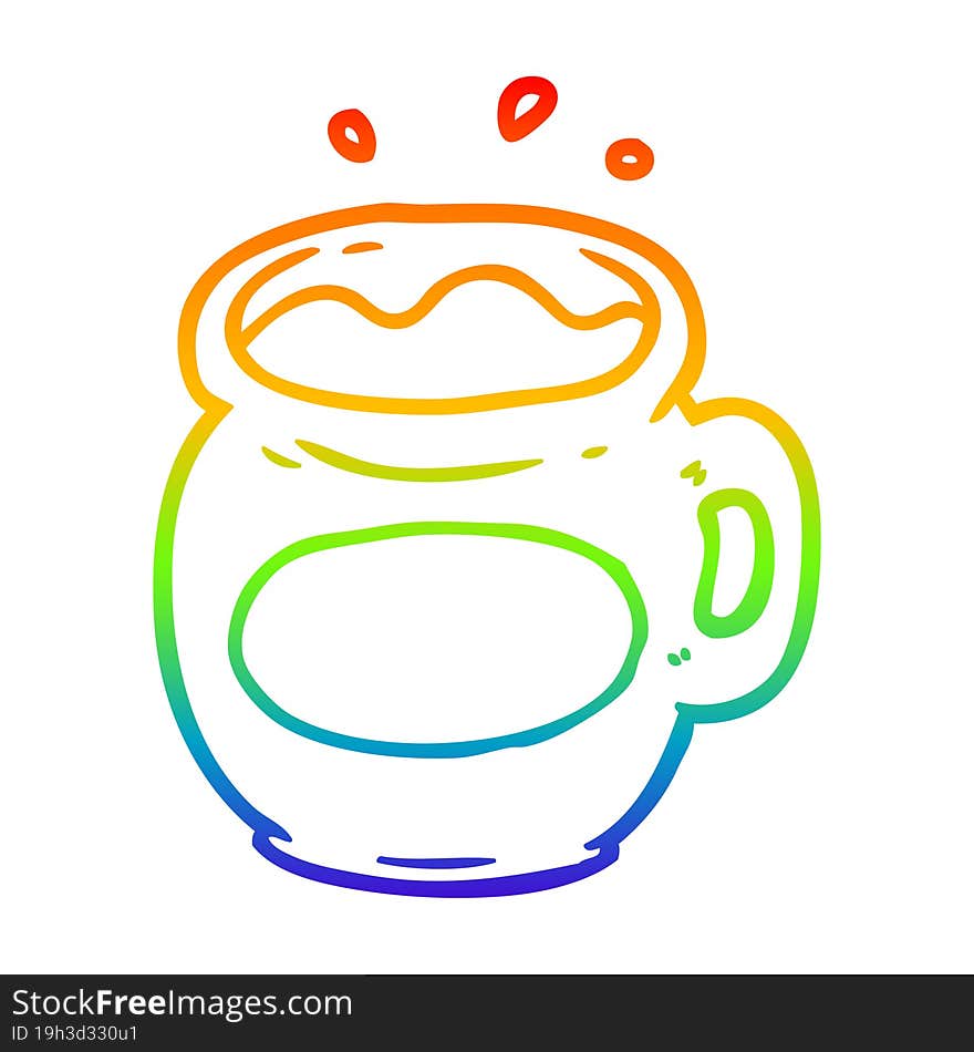 rainbow gradient line drawing of a mug of coffee