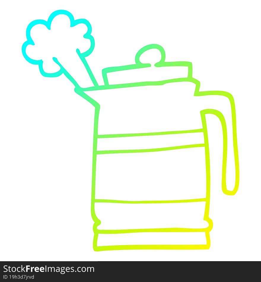 cold gradient line drawing cartoon kettle