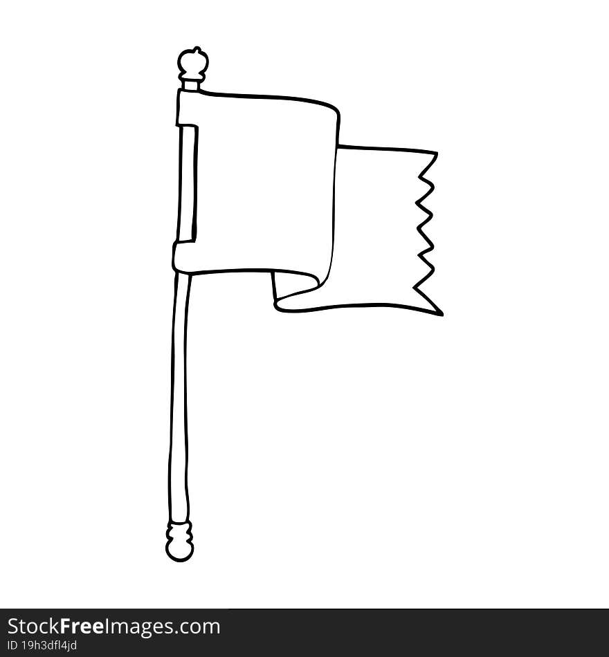 line drawing cartoon waving flag