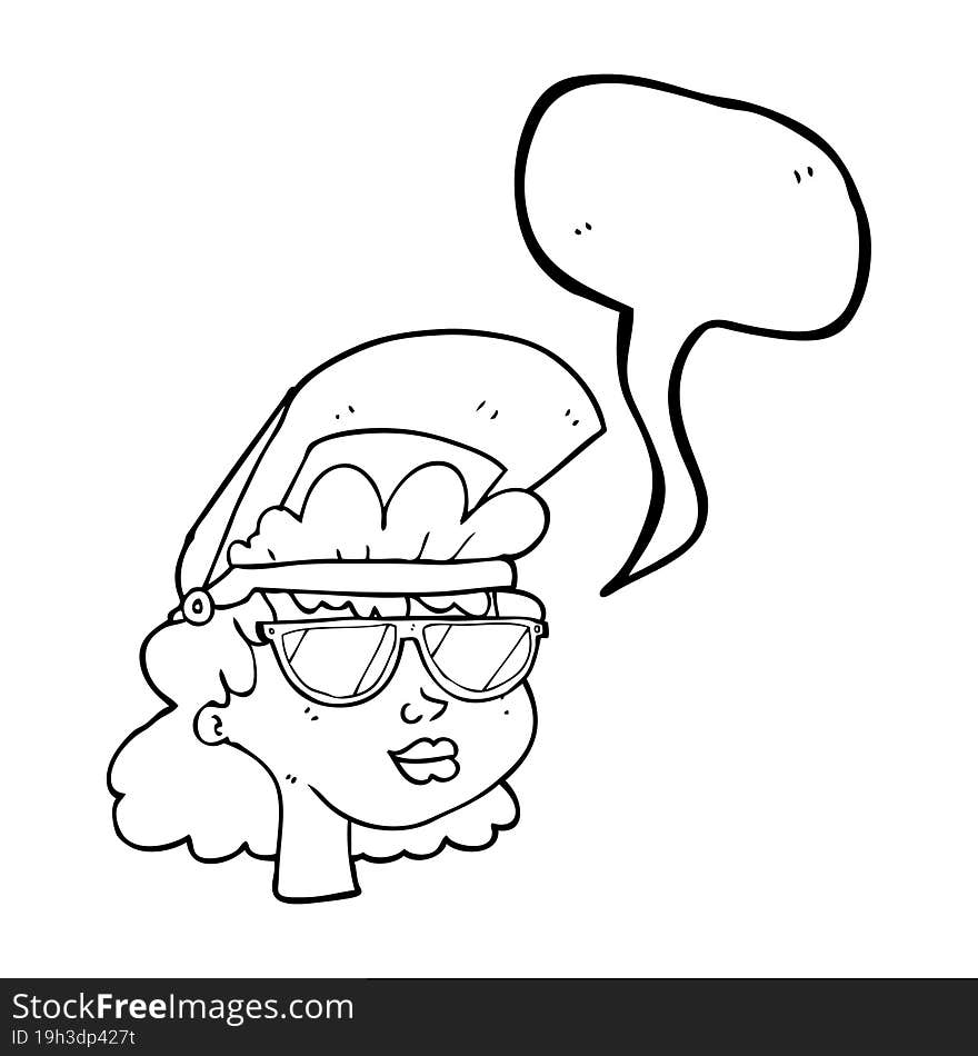 Speech Bubble Cartoon Woman With Welding Mask And Glasses