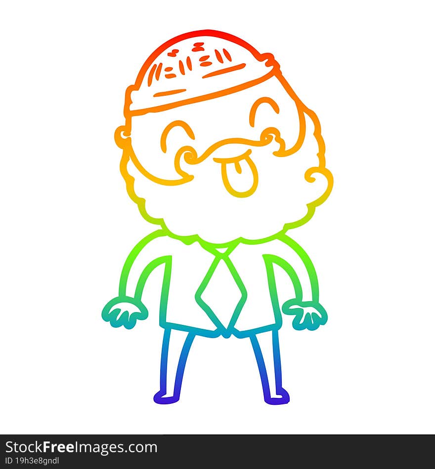 rainbow gradient line drawing man with beard with hat and shirt