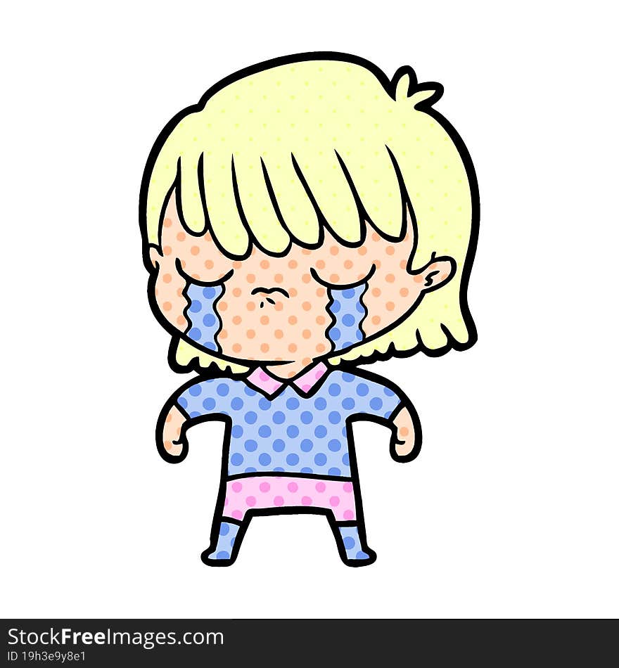 cartoon woman crying. cartoon woman crying