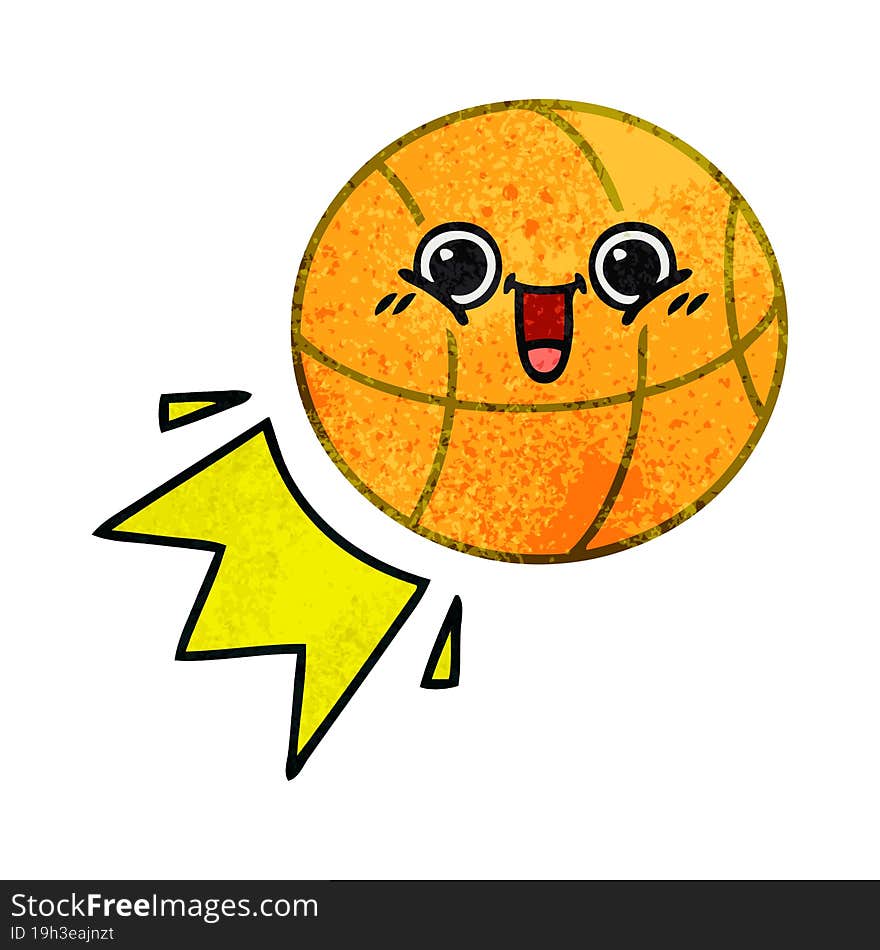 retro grunge texture cartoon of a basketball