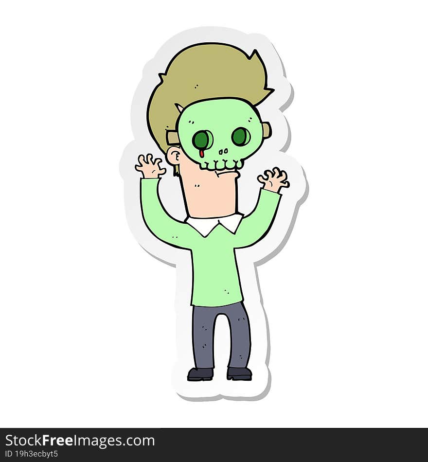 Sticker Of A Cartoon Man In Skull Mask