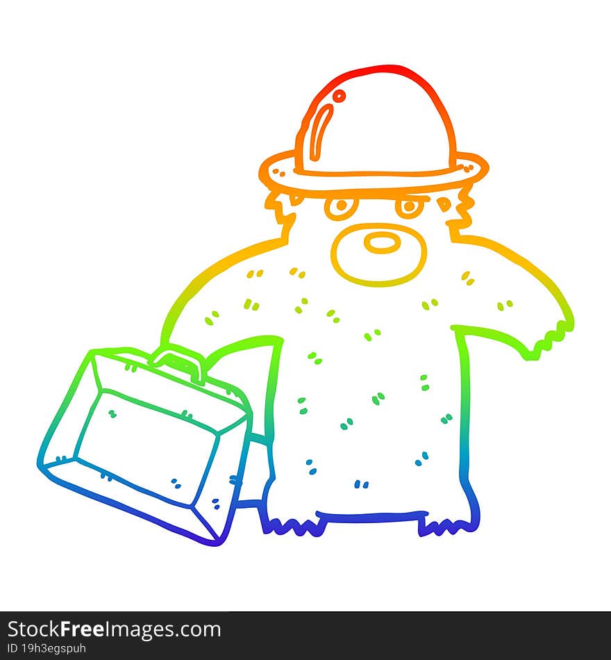 rainbow gradient line drawing cartoon business bear