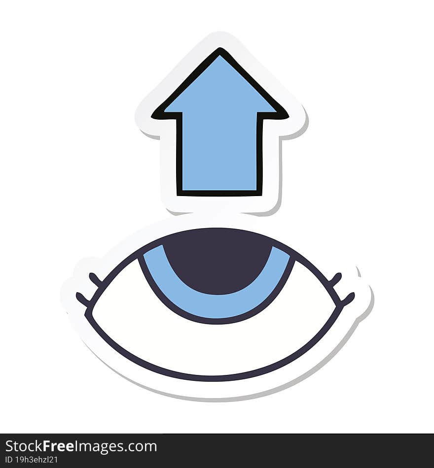 sticker of a cute cartoon eye looking up