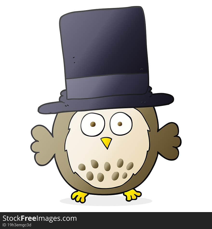 Cartoon Owl Wearing Top Hat