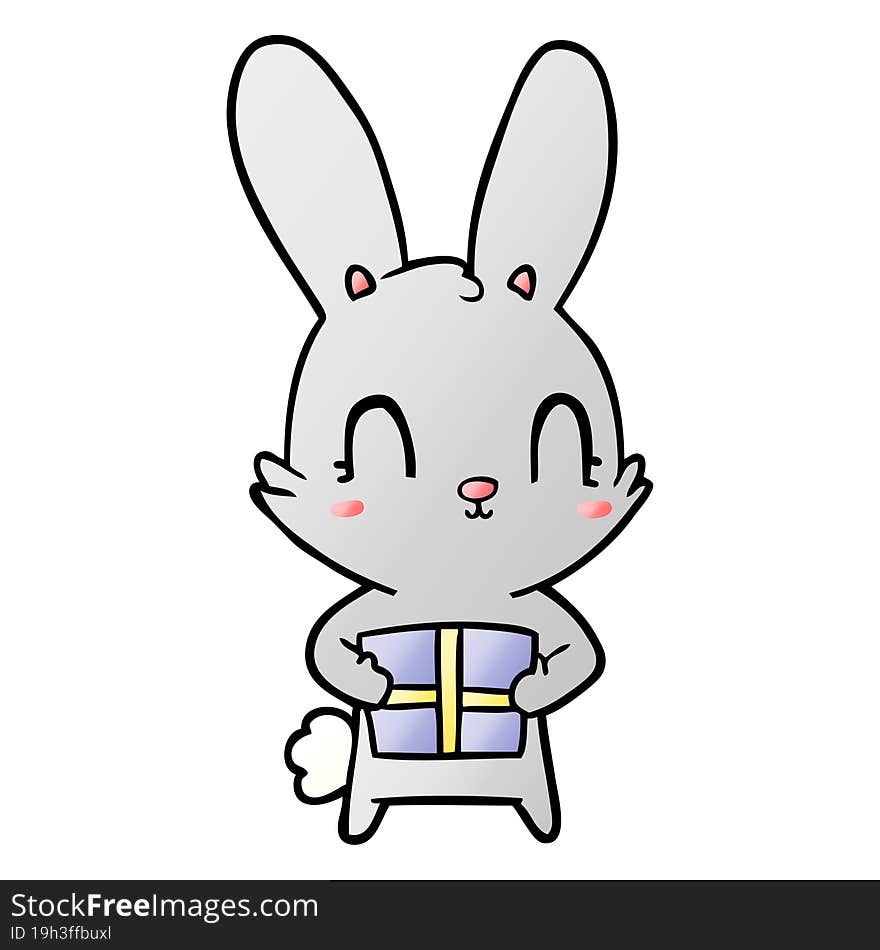 cute cartoon rabbit with present. cute cartoon rabbit with present