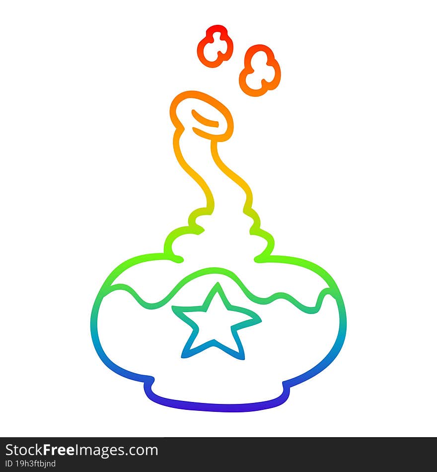 Rainbow Gradient Line Drawing Cartoon Potion