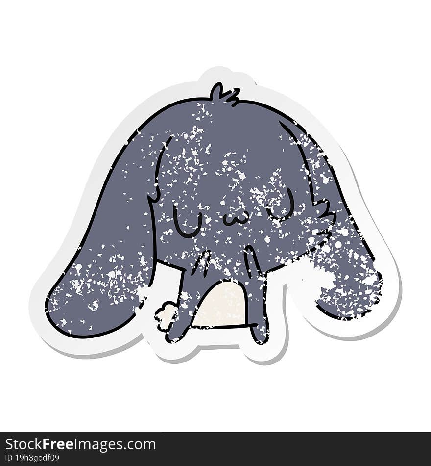 distressed sticker cartoon illustration kawaii cute furry bunny. distressed sticker cartoon illustration kawaii cute furry bunny