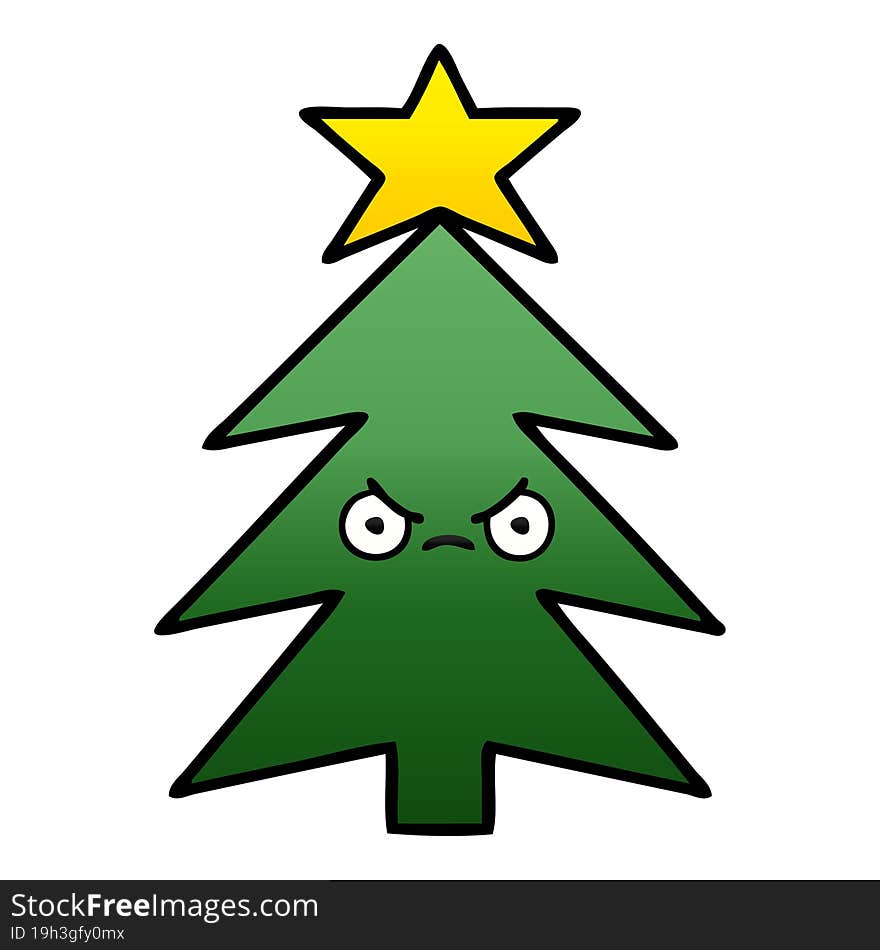 gradient shaded cartoon of a christmas tree