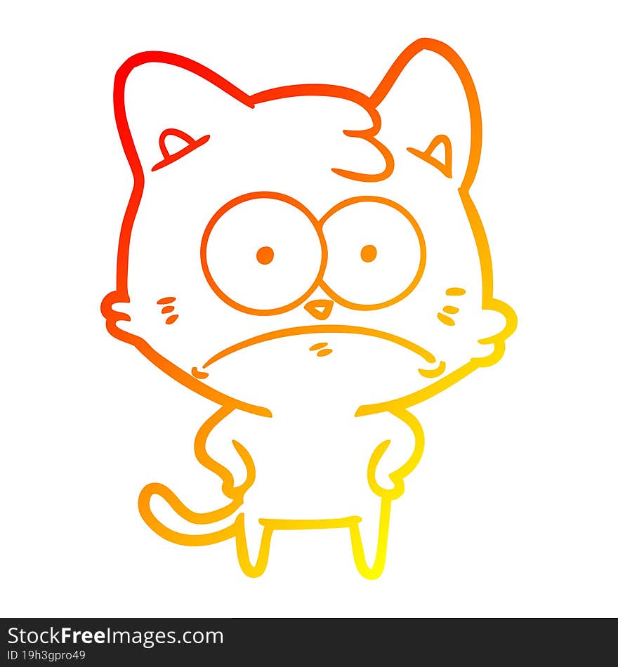 warm gradient line drawing cartoon nervous cat