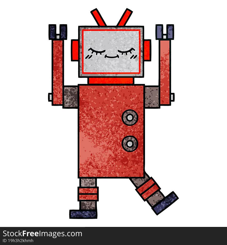 retro grunge texture cartoon robot