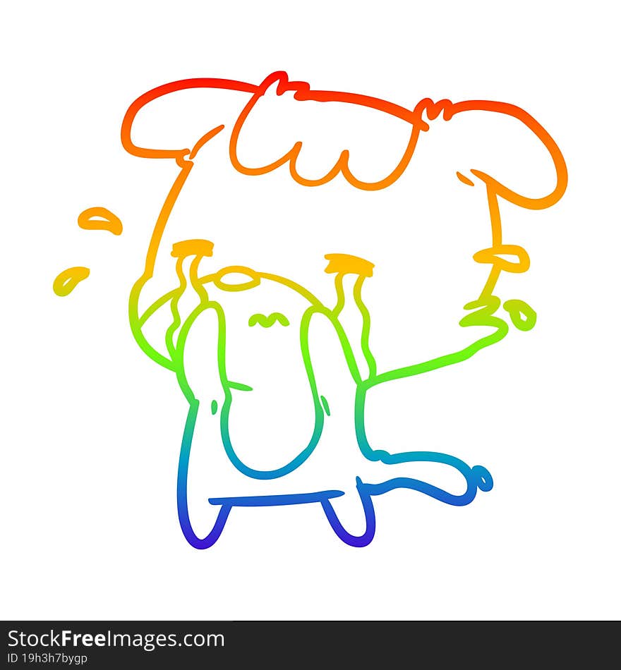 rainbow gradient line drawing sad dog crying