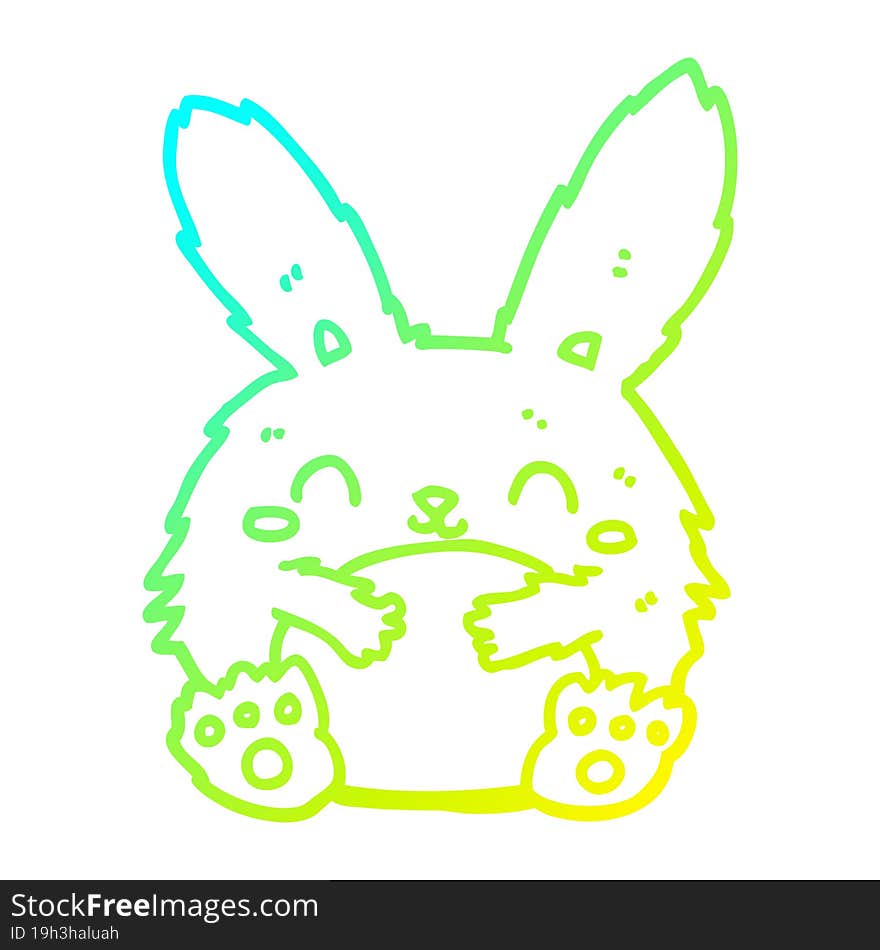 Cold Gradient Line Drawing Cute Cartoon Rabbit