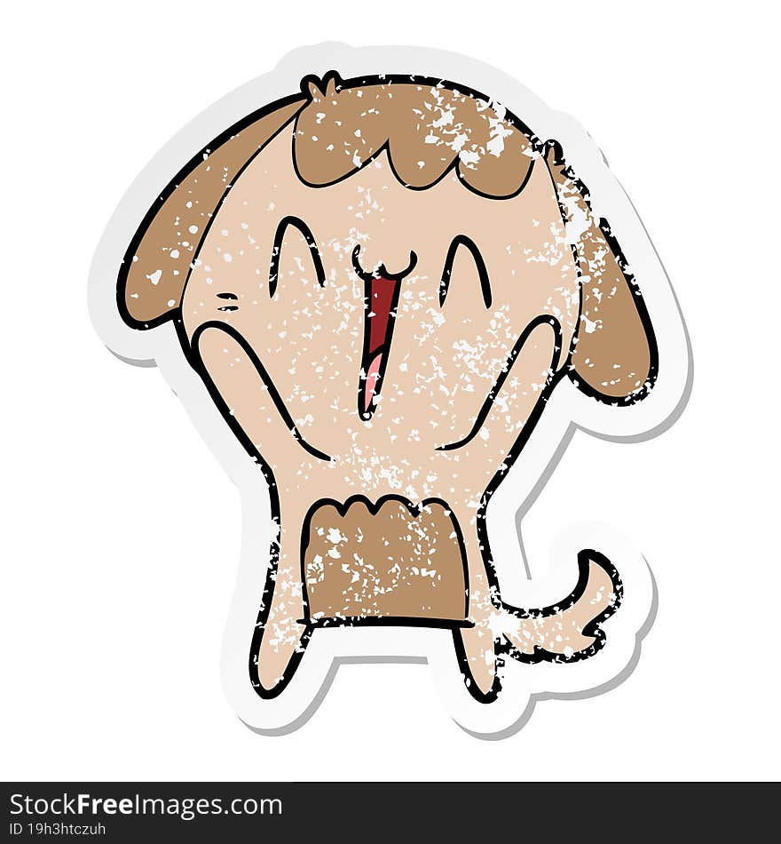 Distressed Sticker Of A Cute Cartoon Dog